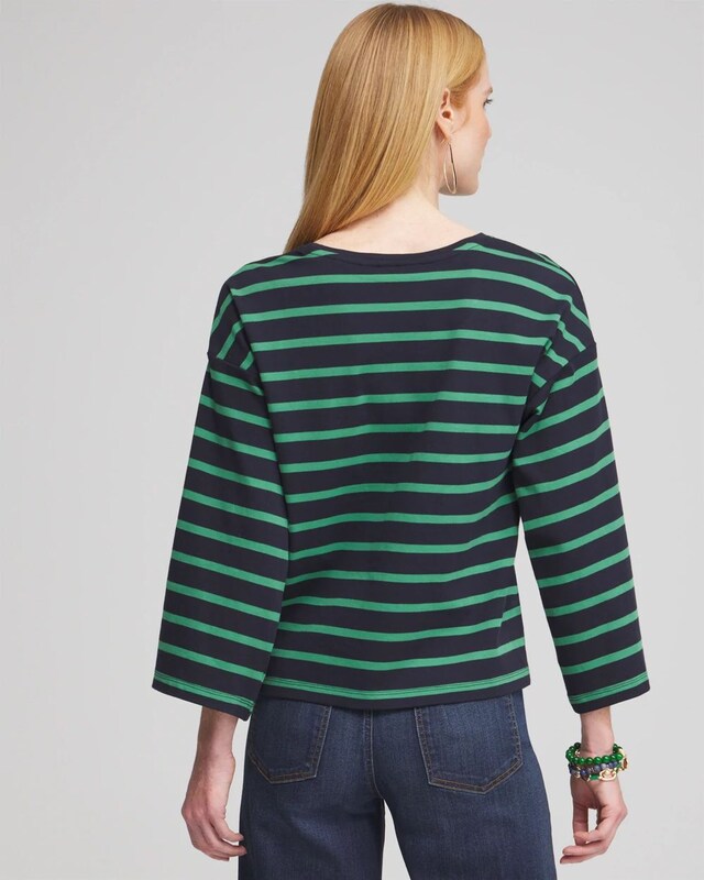 Stripe Wide Sleeve Top - image 3